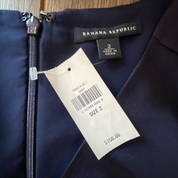 NWT Navy Sleeveless Silk Banana Republic Dress, 2 - Picture 14 of 15